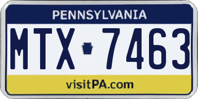 PA license plate MTX7463