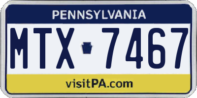 PA license plate MTX7467