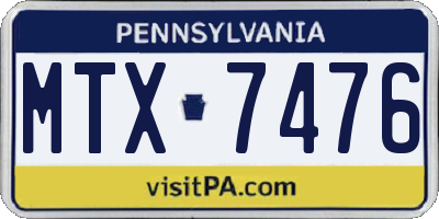 PA license plate MTX7476