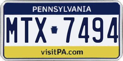PA license plate MTX7494