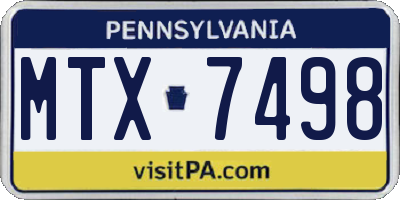 PA license plate MTX7498
