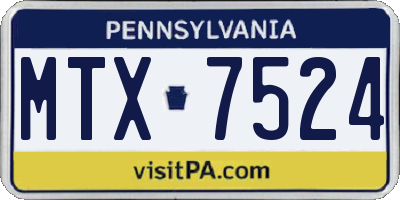 PA license plate MTX7524
