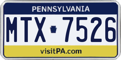 PA license plate MTX7526