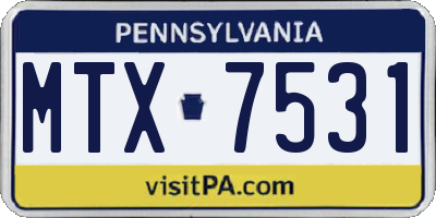 PA license plate MTX7531