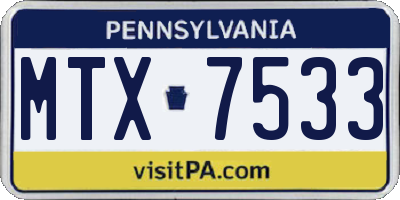 PA license plate MTX7533