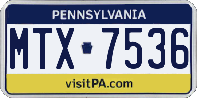 PA license plate MTX7536