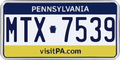 PA license plate MTX7539