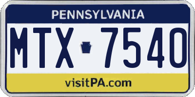 PA license plate MTX7540