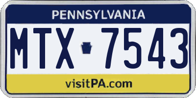 PA license plate MTX7543