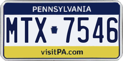 PA license plate MTX7546