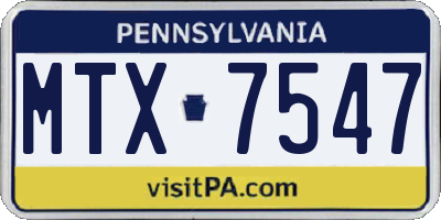 PA license plate MTX7547
