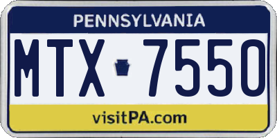 PA license plate MTX7550