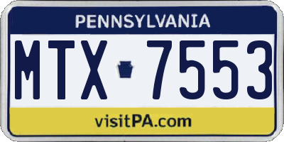 PA license plate MTX7553