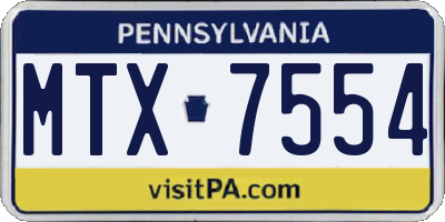 PA license plate MTX7554