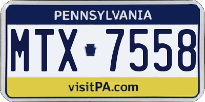 PA license plate MTX7558