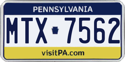 PA license plate MTX7562