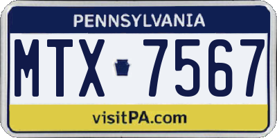 PA license plate MTX7567