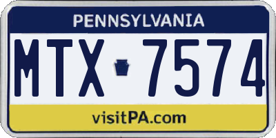 PA license plate MTX7574
