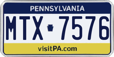PA license plate MTX7576