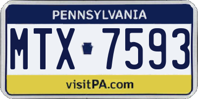 PA license plate MTX7593