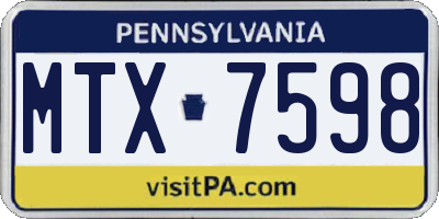 PA license plate MTX7598