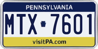 PA license plate MTX7601