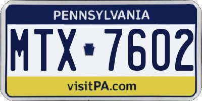 PA license plate MTX7602