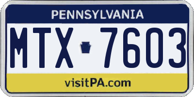 PA license plate MTX7603