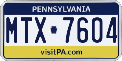 PA license plate MTX7604