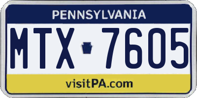 PA license plate MTX7605