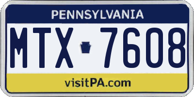 PA license plate MTX7608