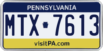 PA license plate MTX7613