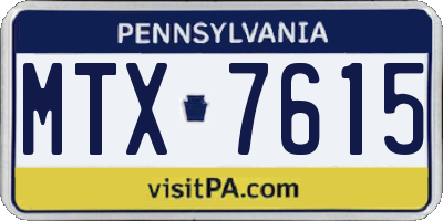 PA license plate MTX7615