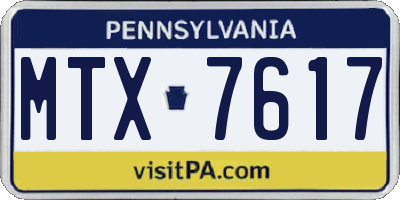 PA license plate MTX7617