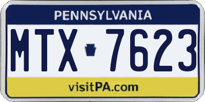 PA license plate MTX7623