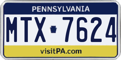 PA license plate MTX7624