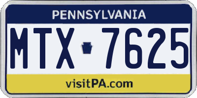 PA license plate MTX7625