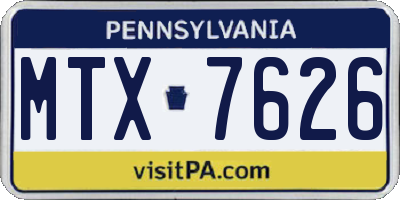 PA license plate MTX7626