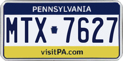 PA license plate MTX7627