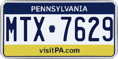 PA license plate MTX7629
