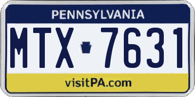 PA license plate MTX7631
