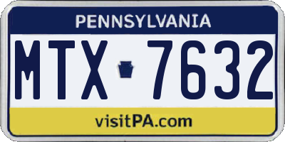 PA license plate MTX7632