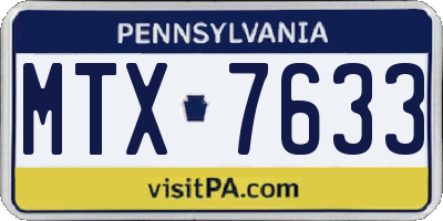 PA license plate MTX7633