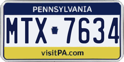 PA license plate MTX7634