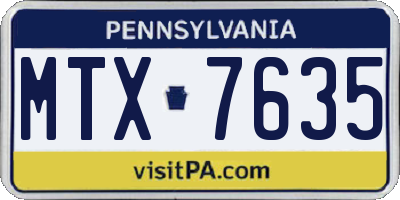 PA license plate MTX7635