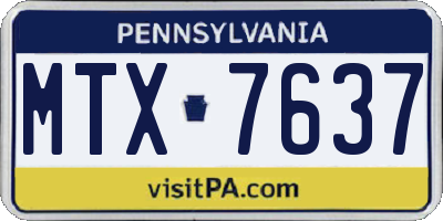 PA license plate MTX7637