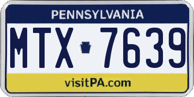 PA license plate MTX7639
