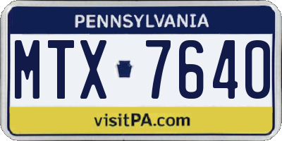 PA license plate MTX7640