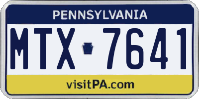 PA license plate MTX7641