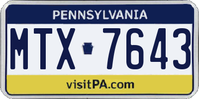 PA license plate MTX7643